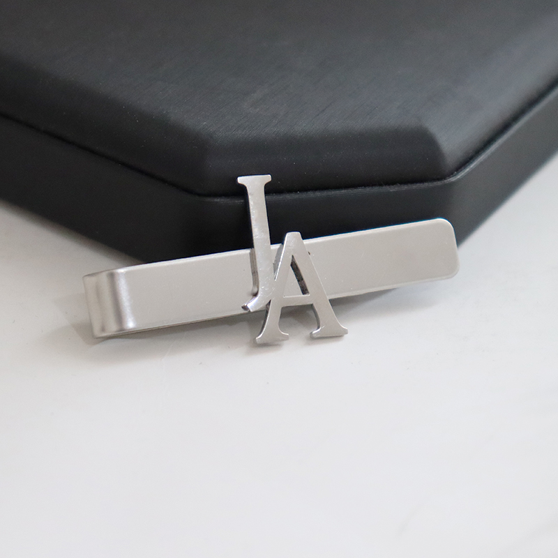 Tie Clip Silver - DIY Mektup Adı Desen 4.8*0.8 cm