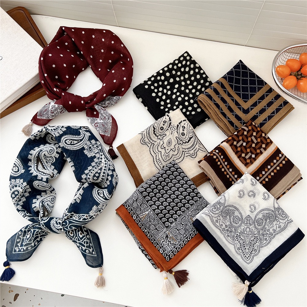 Vintage Püsküllü Kare Eşarp Ka - Bandana Cotton incelemesi ve fiyatı